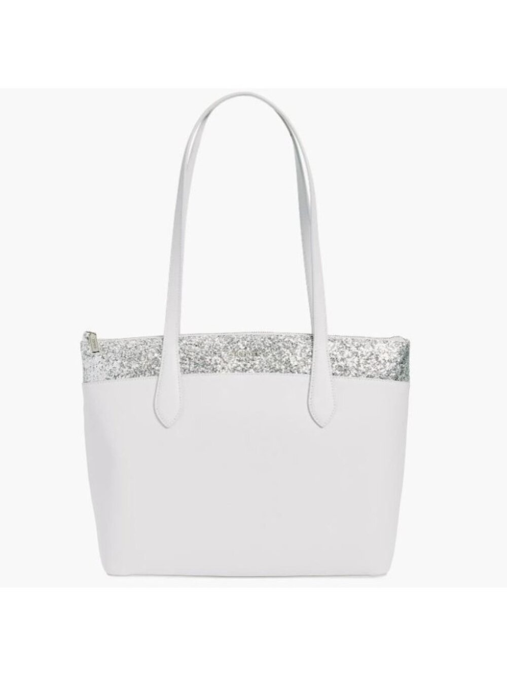 Kate Spade Flash Glitter Tote Bag White Silver Glitter Shoulder Bag Large